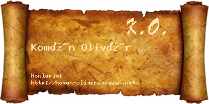 Komán Olivér névjegykártya