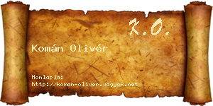 Komán Olivér névjegykártya